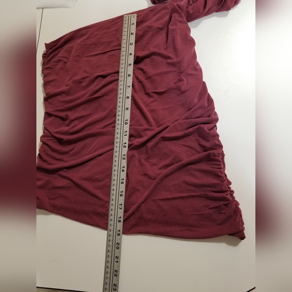Bardot Ruched Cutout Mini Dress Long Sleeve Rosewood Size 6 - Picture 10 of 11